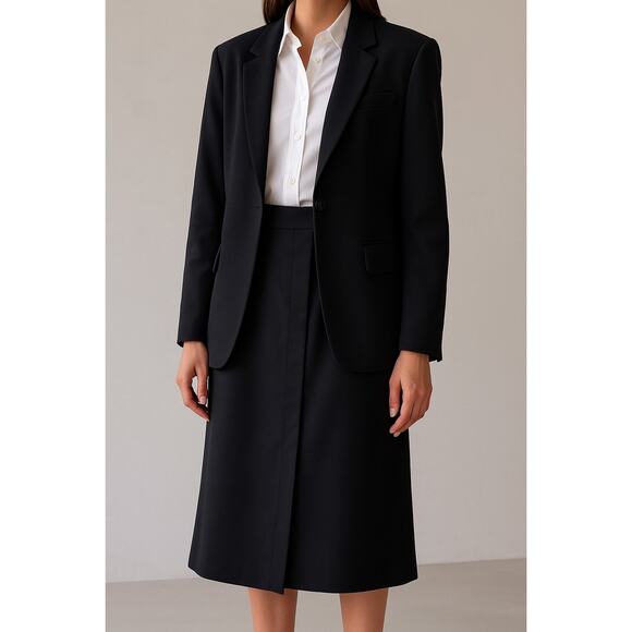 Acne Studios Black Mid-Length Midi Wool Skirt Asymmetrical Black 36 Pencil 4 - Picture 1 of 11